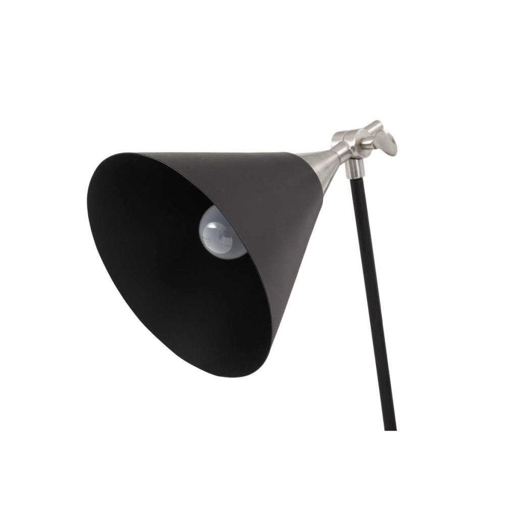 Lampada da tavolo Celeste in metallo nero e argento