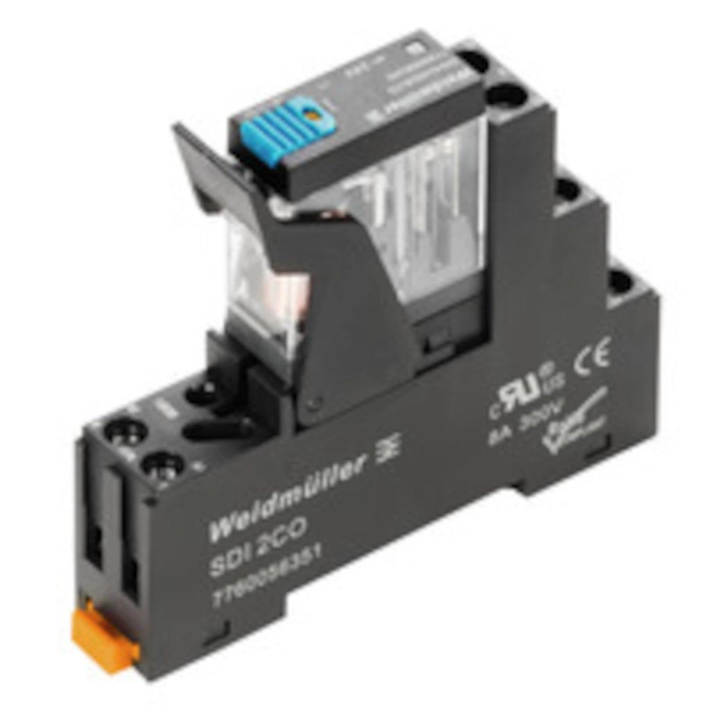 Relè di Scambio + Zoccolo 2 Via + Diodo + Led con Pulsante Prova WEIDMULLER