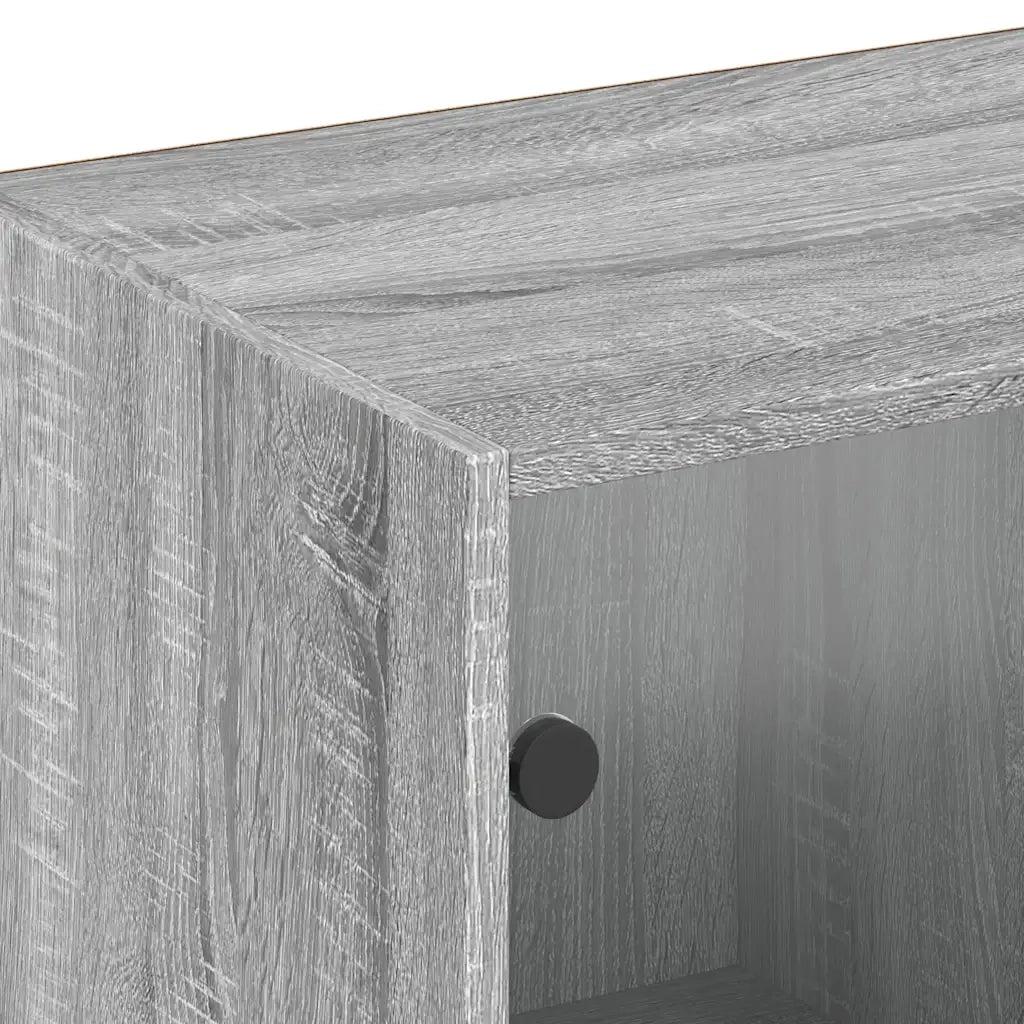 Libreria con Ante Grigio Sonoma 204x37x75 cm Legno Multistrato