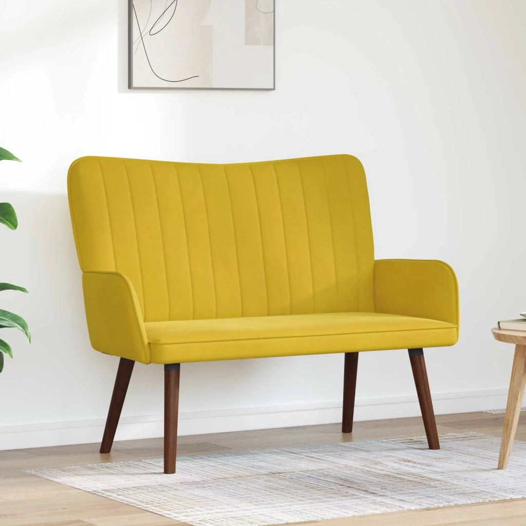 Sofa a Due Posti Giallo 115 x 61 x 87 cm Velluto