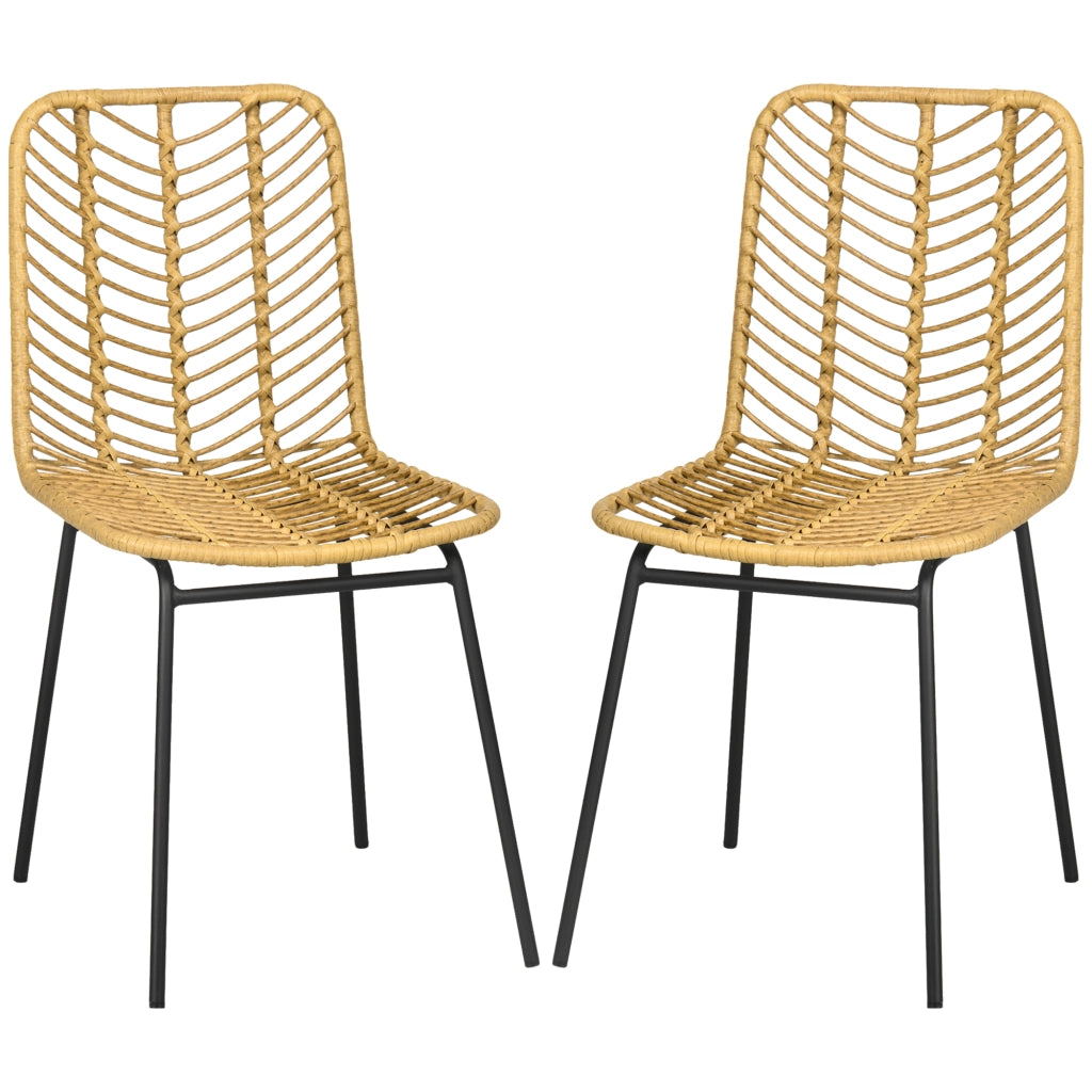 Sedia da pranzo design ¨C zephmum ¨C giallo, metallo e rattan 44x58x85