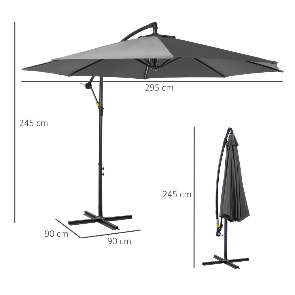 Ombrellone da Giardino ¨C zephmum ¨C Nero 295x295x245 cm Poliestere Acciaio