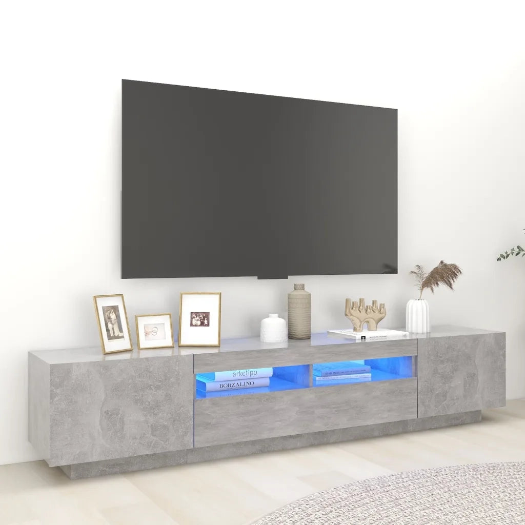 Mobile TV | Armadietto TV | Mobile Porta TV con Luci LED Grigio Cemento 200x35x40 cm