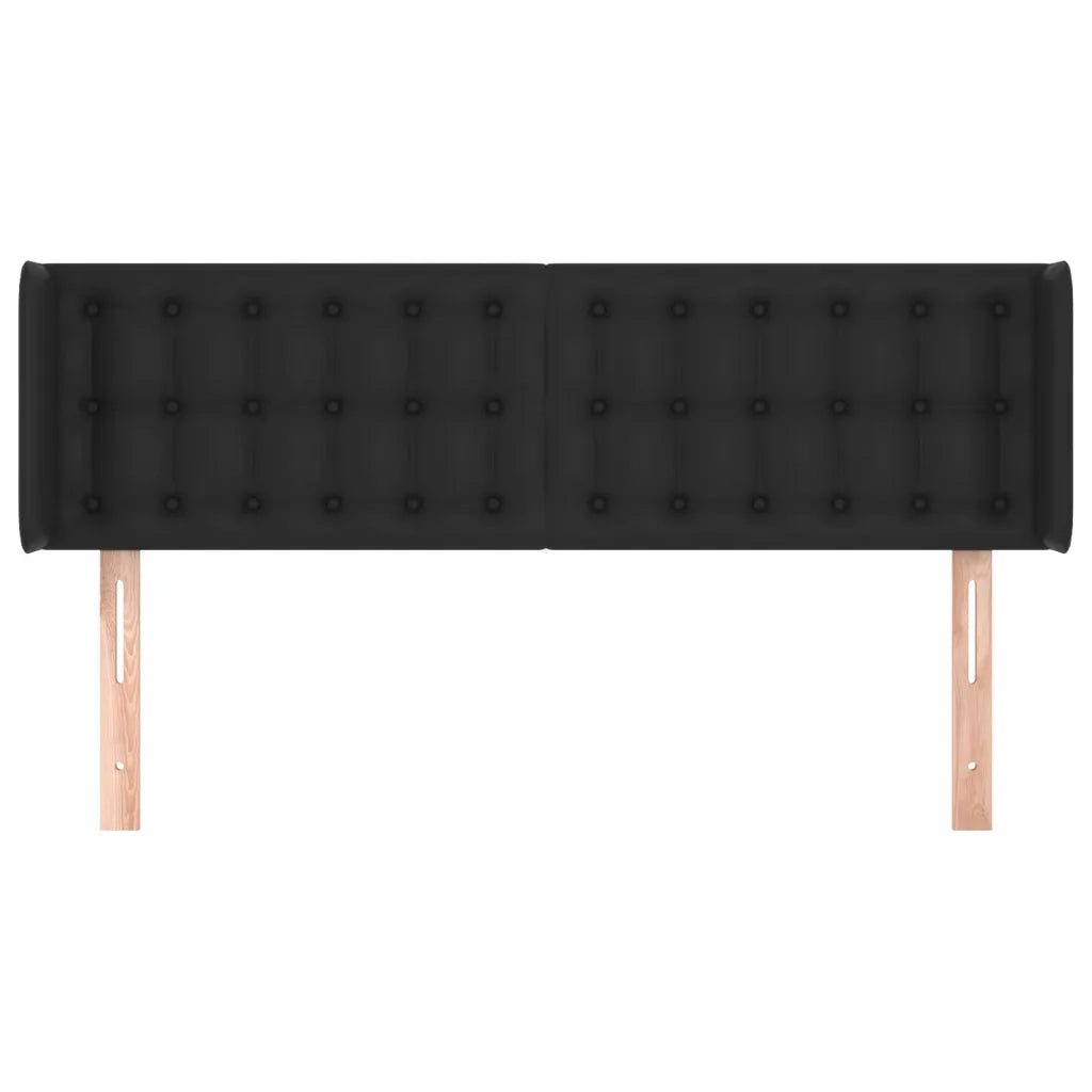 Testiera | Testata ad Orecchio Nera 147x16x78/88 cm in Similpelle