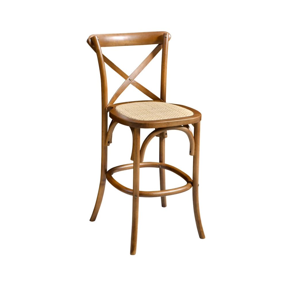Sgabello da bar bistrot in legno vintage, noce
