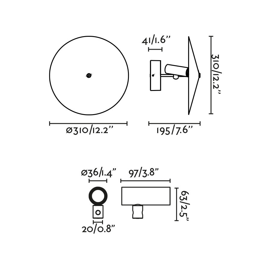 CLAP Proiettore applique/plafoniera nero 6W 3000K 38§ con schermo
