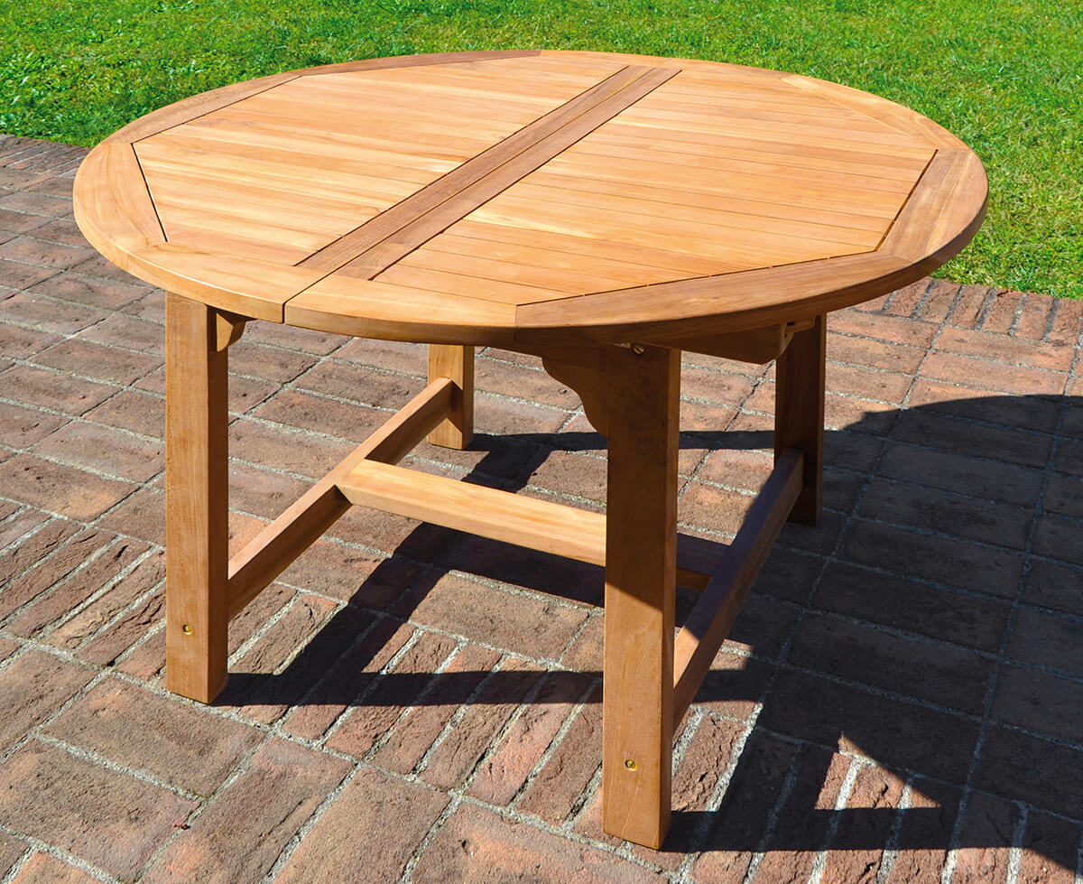 Tavolo Tondo Allungabile da Giardino Ø120 cm in Legno Teak Vorghini Capraia