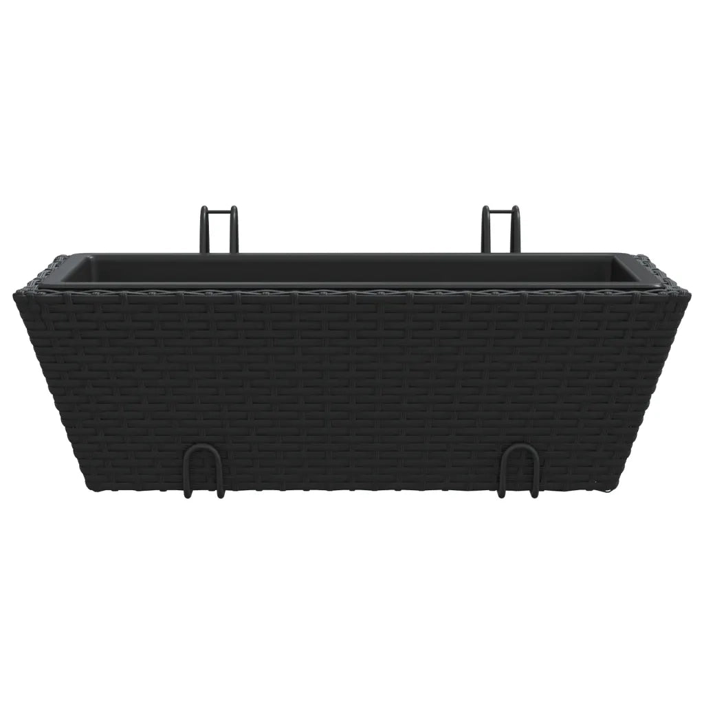 Fioriere con Ganci 2 pz Nere in Polyrattan 366398