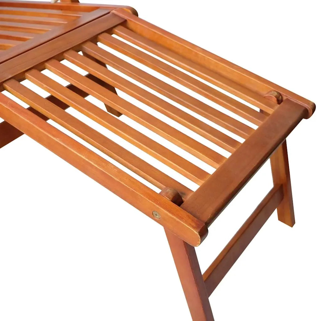 Sdraio da Esterni con Poggiapiedi e Cuscino Massello di Acacia cod mxl 74969
