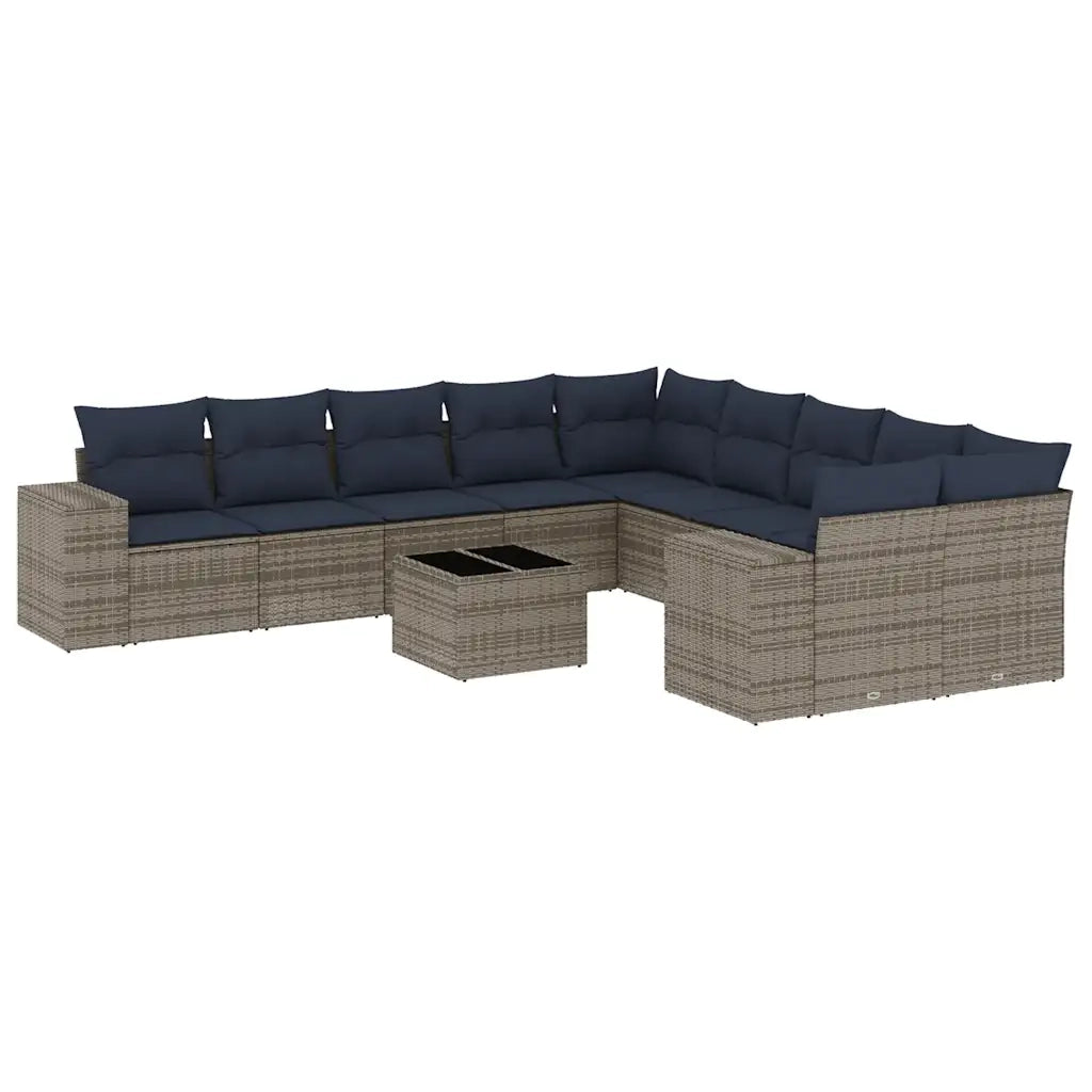 Set Divani da Giardino 11 pz con Cuscini Grigio in Polyrattan 3223120