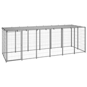 Gabbia per cani da esterno per animali parco cani argento 330 x 110 x 110 cm acciaio 02_0000270