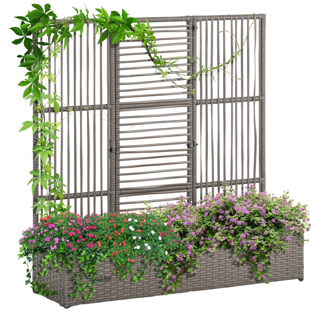 Vaso per fiori con traliccio ¨C zephmum ¨C Polyrattan, grigio, 103x29x103 cm