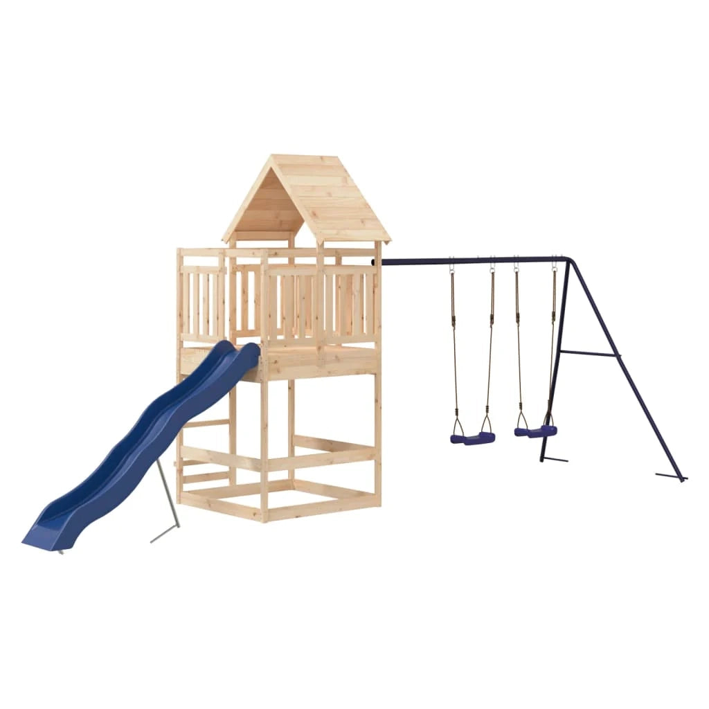 Altalena per parco giochi all'aperto scivolo altalena robusta giochi da giardino 553 x 206 x 264 cm legno di pino massiccio 02_0004942