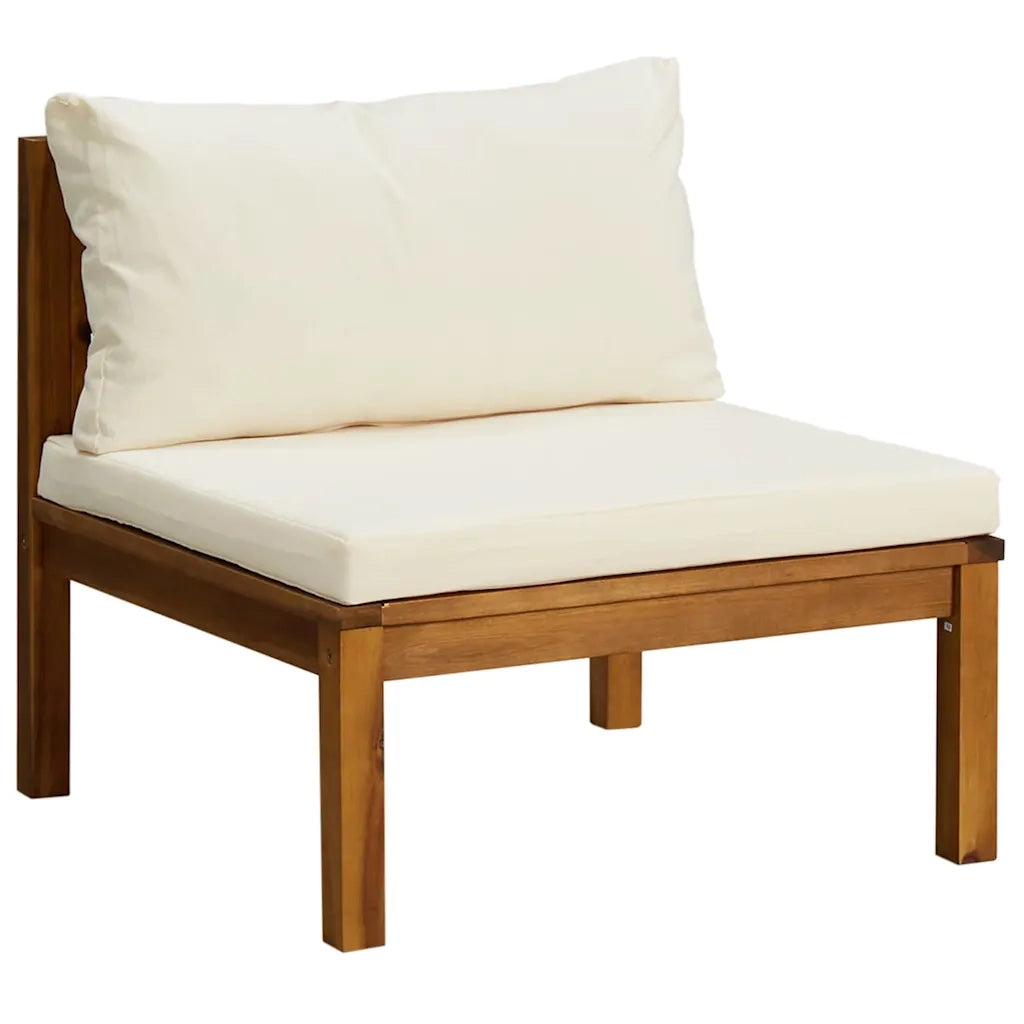 Salotto da Giardino-Set Divani da Giardino 2pz Cuscini Bianco Crema Massello Acacia
