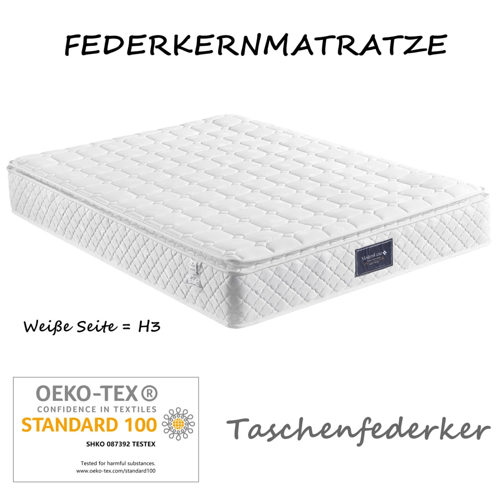 Letto matrimoniale 140x200 cm con LED; contenitore idraulico; PU bianco e materasso