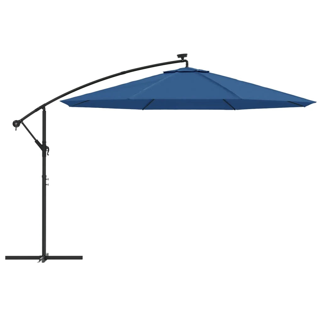 Ombrellone da giardino decentrato con luci LED azzurro 350 cm 02_0008455