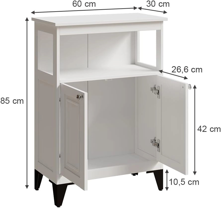 mobiletto bagno Vanity, Bianco, 60 x 85 cm, per la conservazione di articoli da bagno e asciugamani