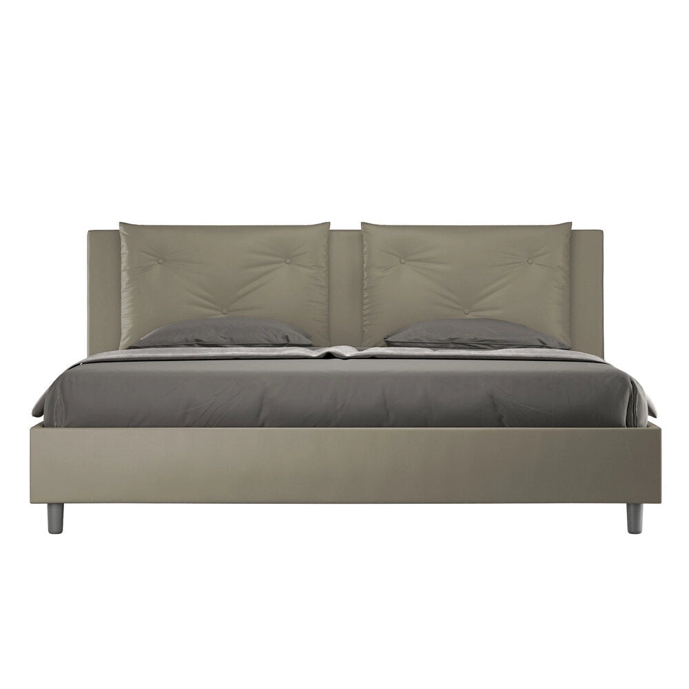 Letto Matrimoniale Extra Large 200x200 cm con Rete e Contenitore Appia Cappuccino