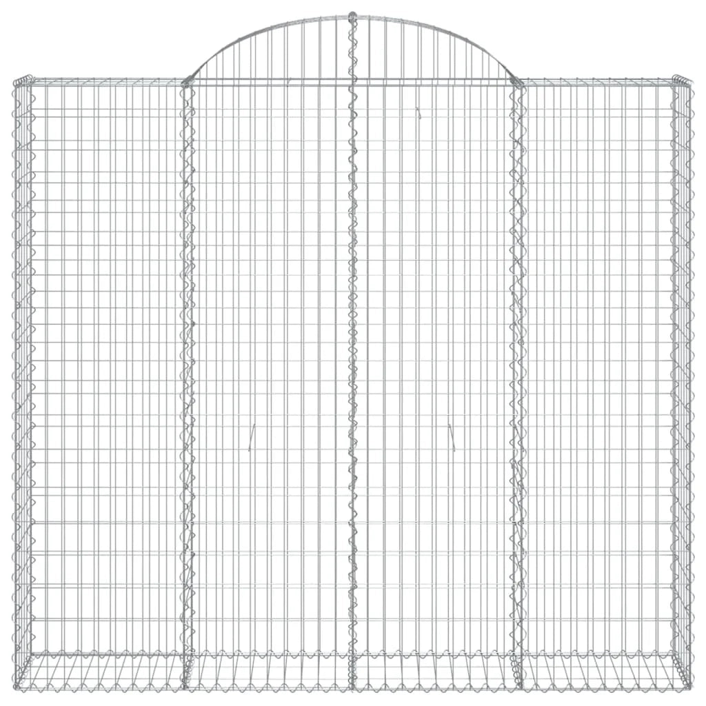 Gabbione cesto gabbia recinzione muro di contenimento ad arco 200 x 30 x 180/200 cm ferro zincato Argento 02_0040001