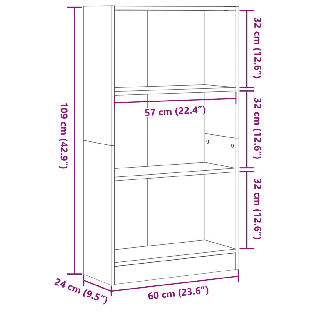 Libreria Grigio Cemento 60x24x109 cm in Truciolato 857806