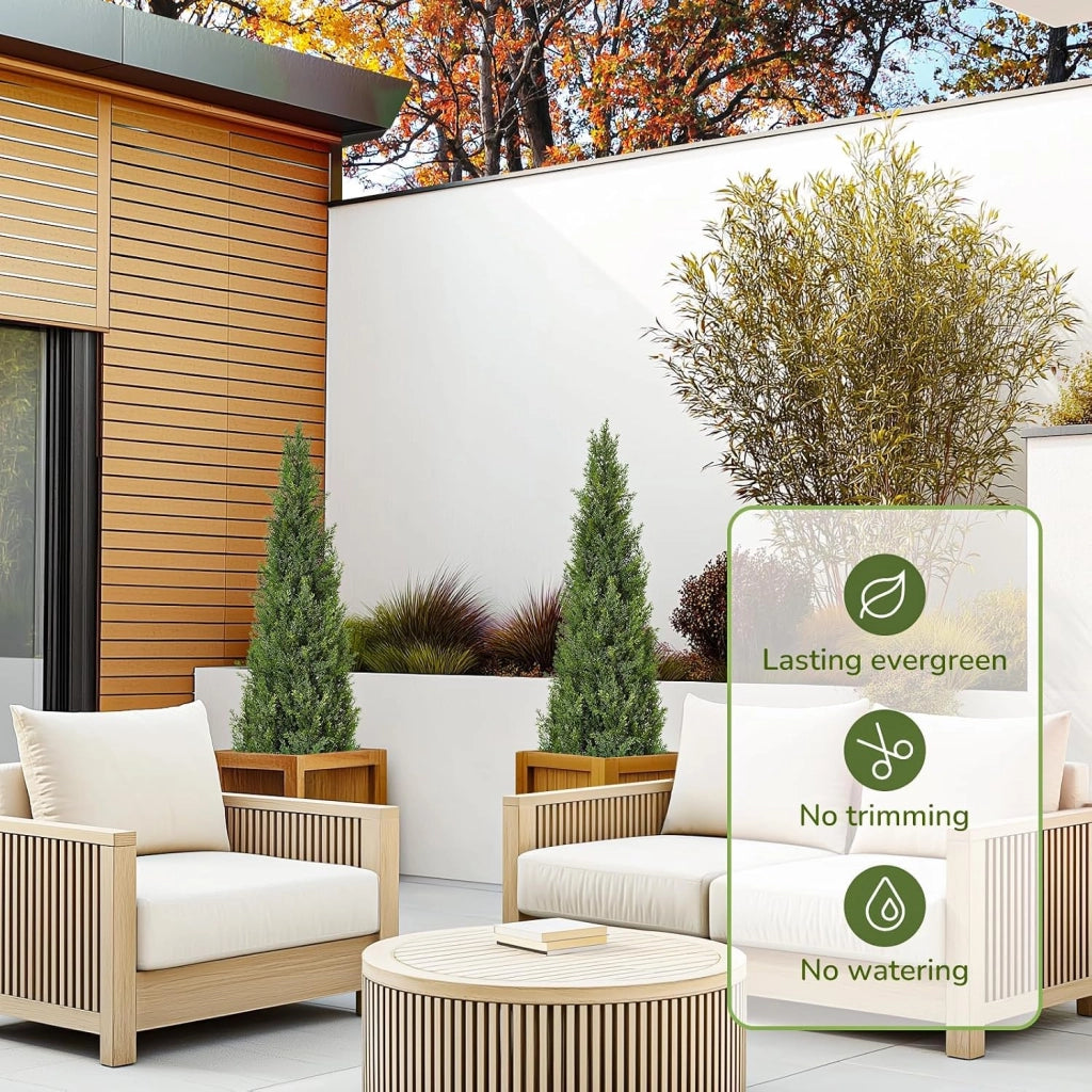 Set 2 Alberi di Cedro Topiaria Artificiali 150 cm Resistenti UV con Vaso