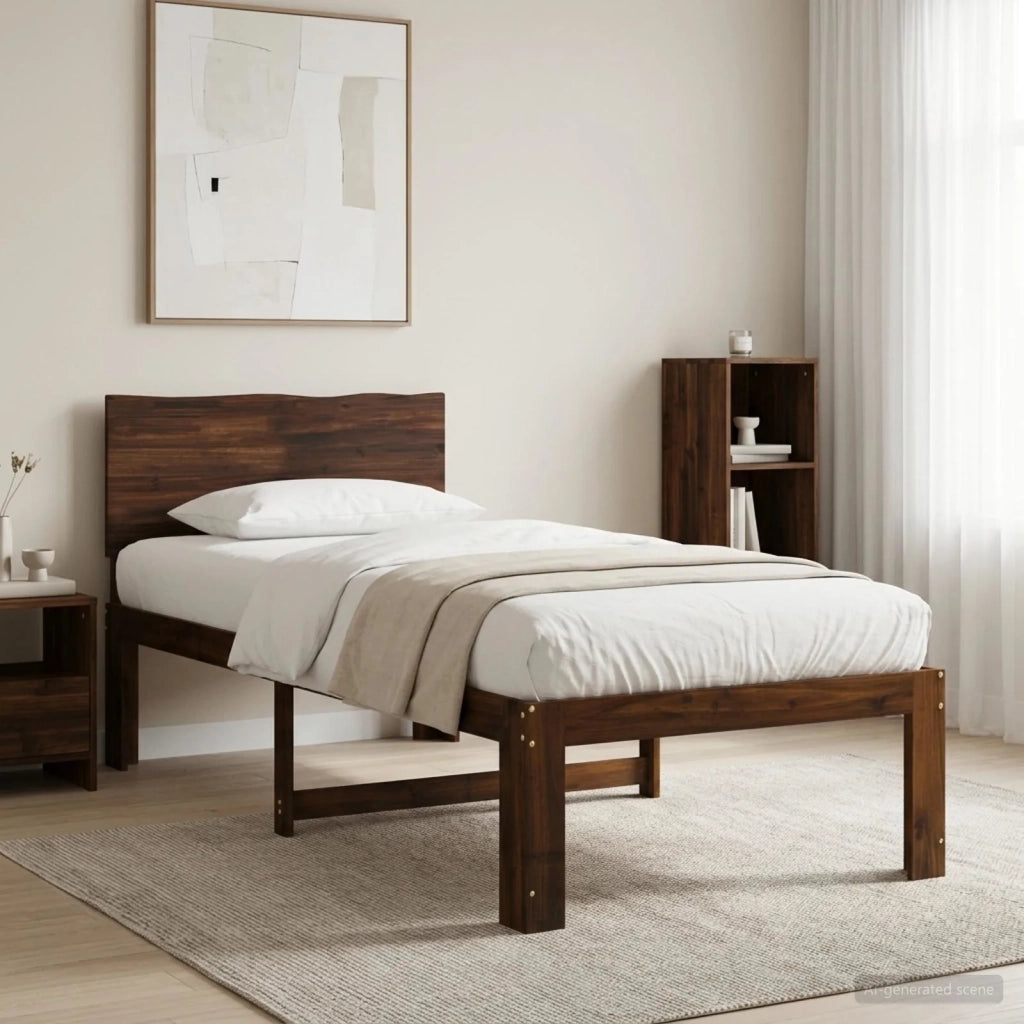 Letto Singolo con Testiera ROSTOCK Marrone Scuro 80 x 200 cm 903410