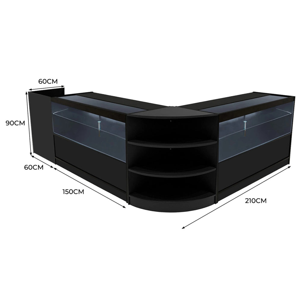 Set Banconi Nero Eclipse LED 2 x C1500 LM60 TB60 con Serrature e Vetrina