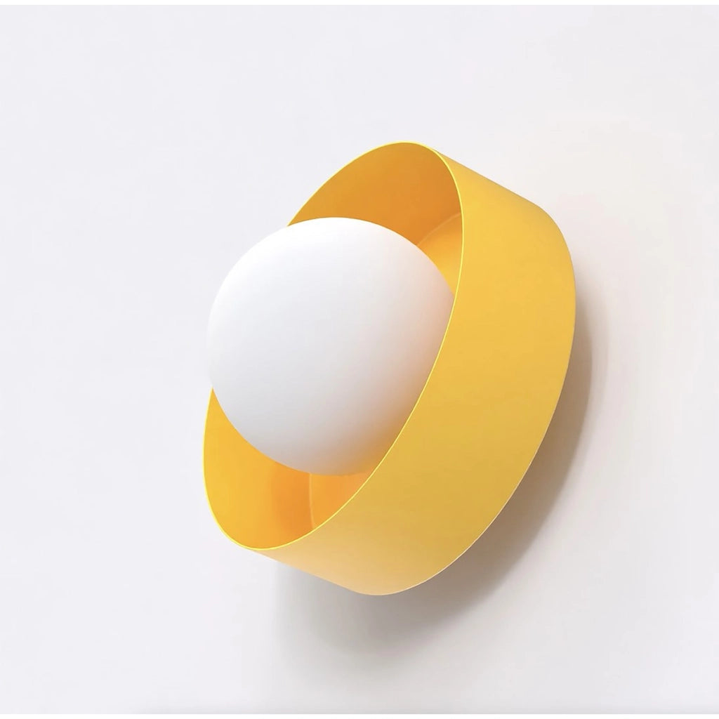 Lampada a parete Lulu in acciaio arancione con diffusore sferico