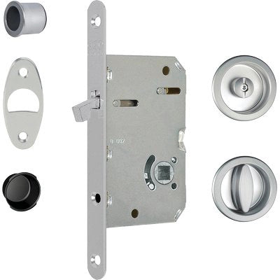 SERRATURA PORTA SCORREVOLE SCIVOLA TRE AGB  NICCHIE TONDE E.MM 50 B.TONDO CROMATO OPACO