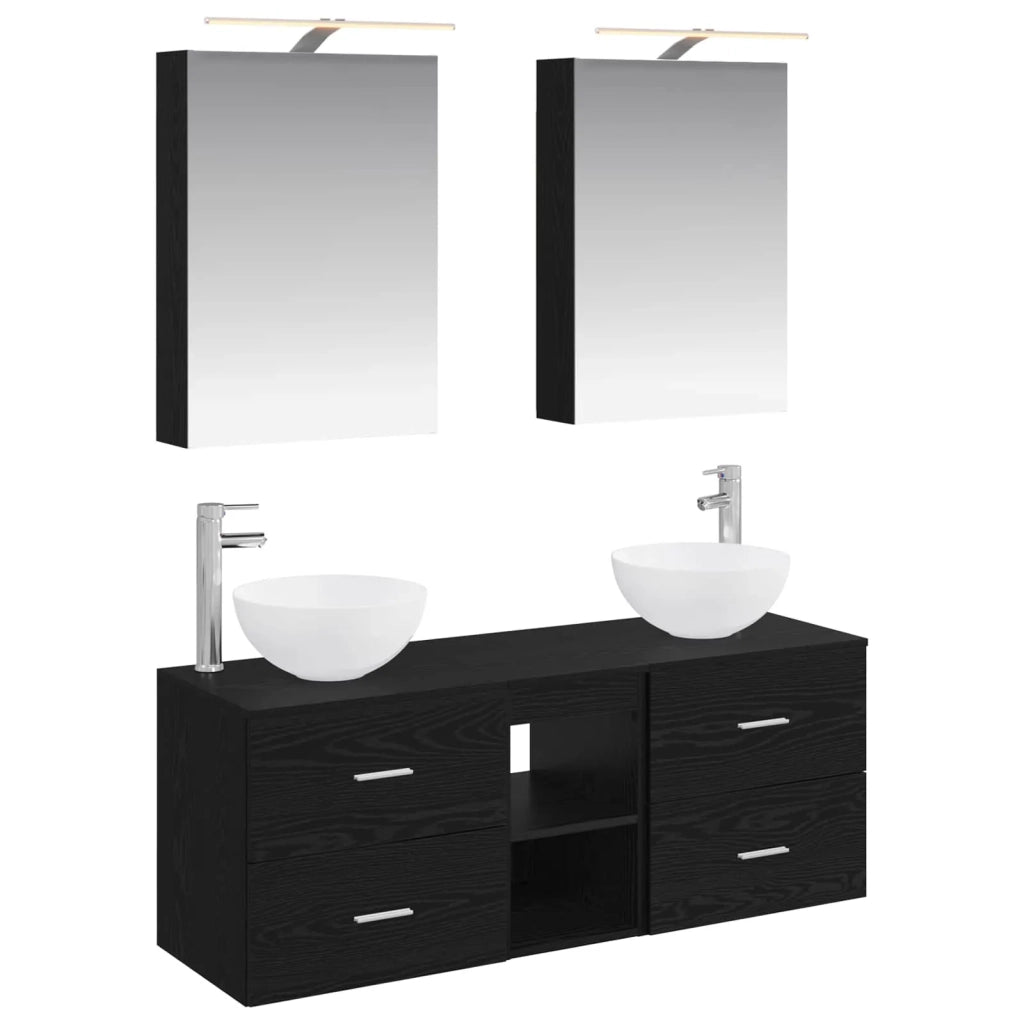 Set di mobili per il bagno 5 pcs Rovere Nero 3406712