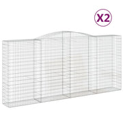 Set di 2 gabbioni ad arco per recinzione gabbia o muro di contenimento 400 x 50 x 180/200 cm ferro zincato argento 02_0041408