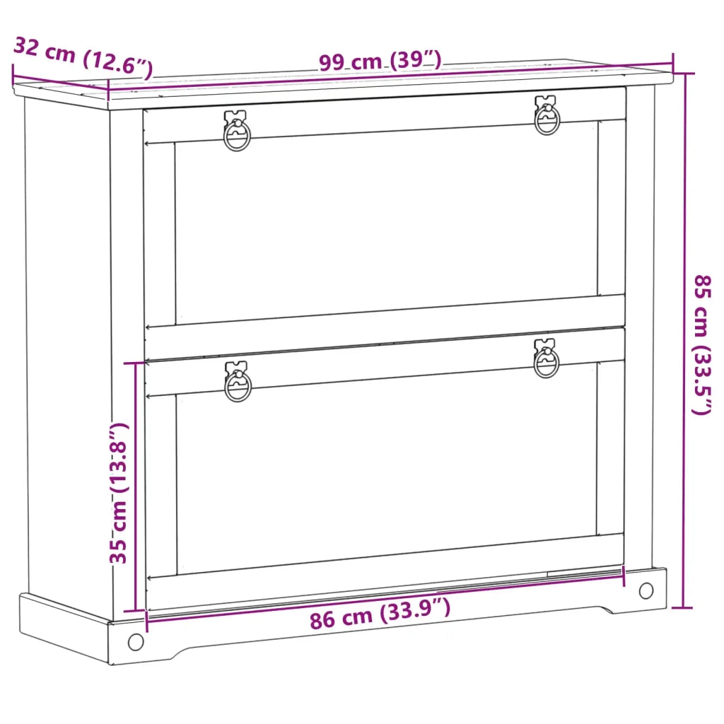 Mobile per scarpe Corona Bianco 99 x 32 x 85 cm Pino massello 42024953