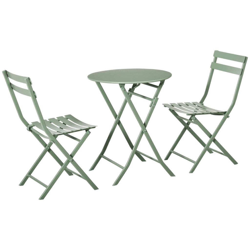 Set Tavolino e 2 Sedie Pieghevoli da Giardino   Verde