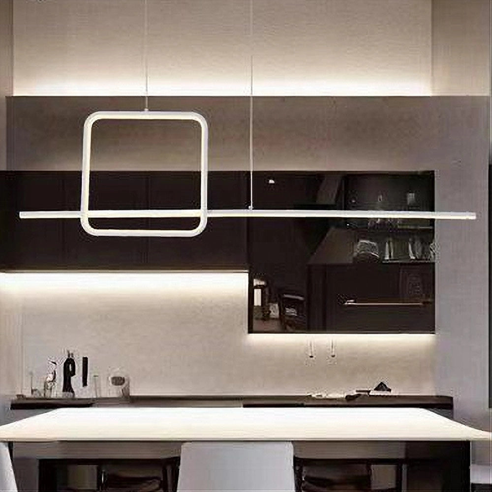 Trade Shop - Lampadario A Sospensione Led 48w Design Quadrato Linea Bianco Ip20 Luce 4000k 33559 -