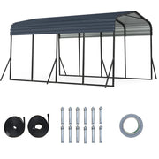 Carport da esterno 440 x 300 cm con ancoraggi rinforzati e stabilità migliorata stile contemporaneo acciaio nero 20_0010016