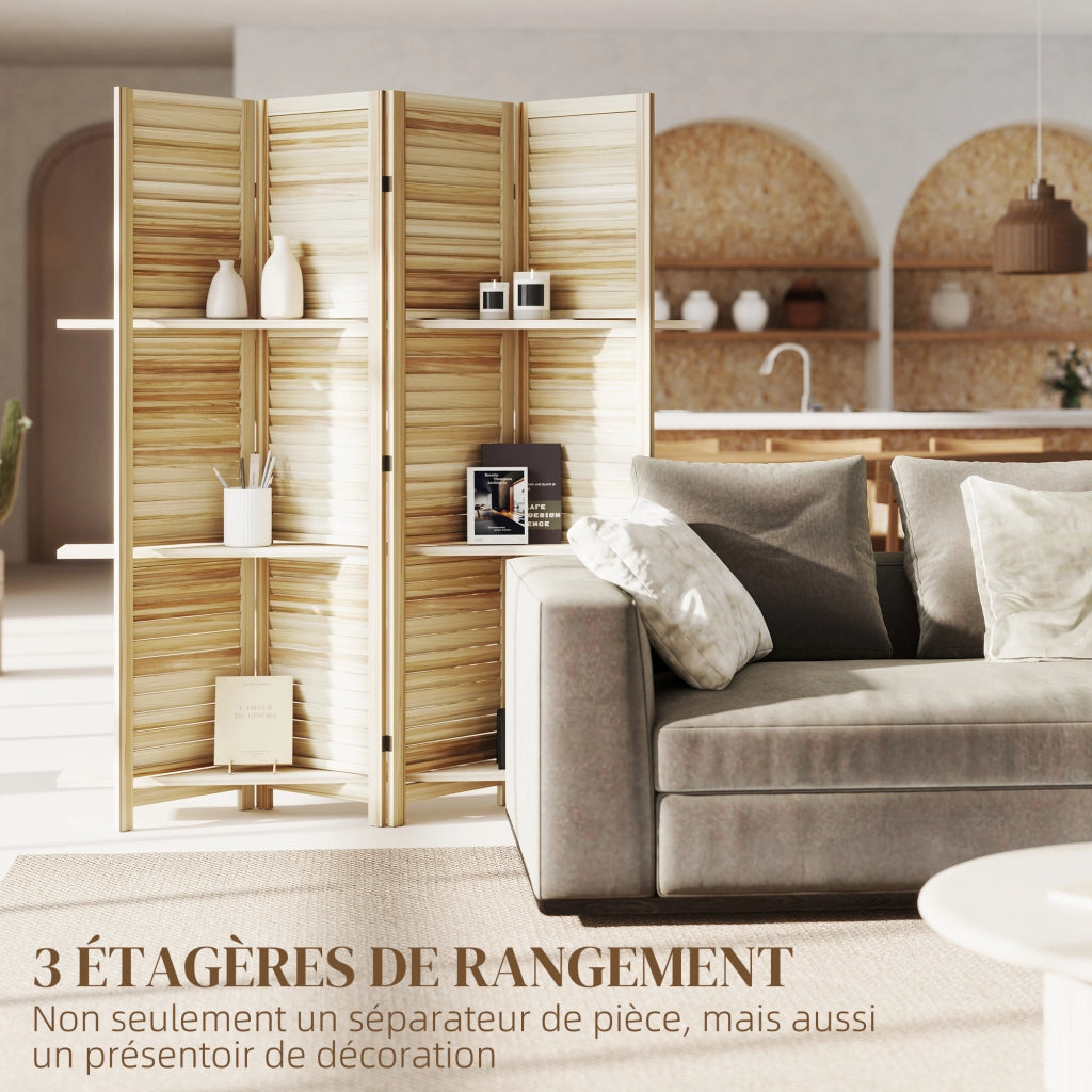 Paravent in legno 4 ante ¨C zephmum ¨C naturale 160x170 cm