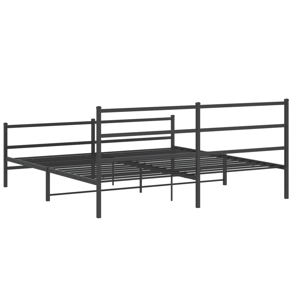 Giroletto con Testiera e Pediera Metallo Nero 193x203 cm