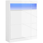 Armadio per scarpe con 2 ante e luci LED ¨C zephmum ¨C Bianco brillante 80x24x99,5 cm