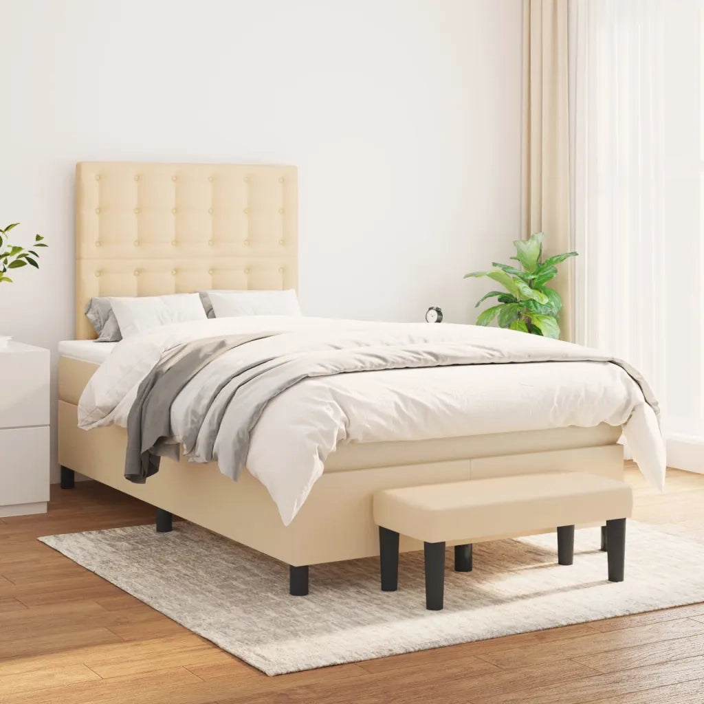 Giroletto a Molle con Materasso Crema 120x190 cm in Tessuto 3270388