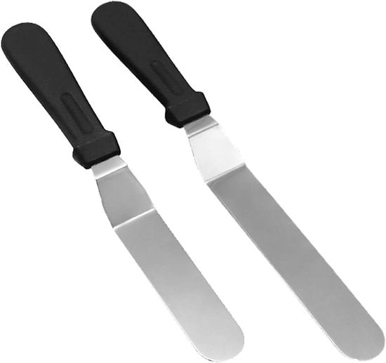 Set di spatole in polvere con 2 lame in acciaio inox di 15 cm e 20 cm - Manici in PP resistenti e duraturi per decorazione di torte, dolci e cottura