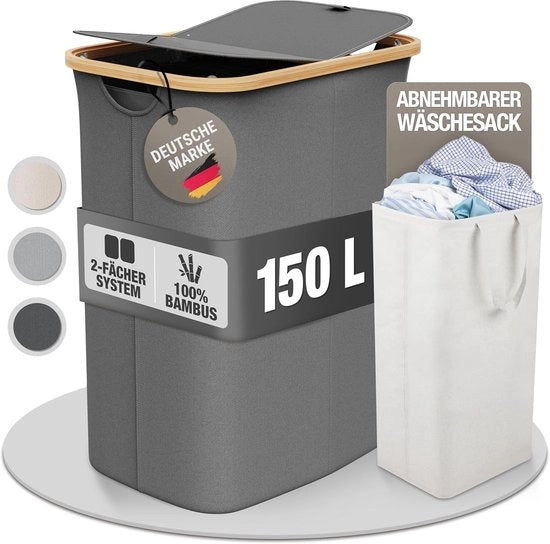 Asciugamano in Bamboe - 2 Gavette - XXL - Stoffa in Bamboe - Grigio