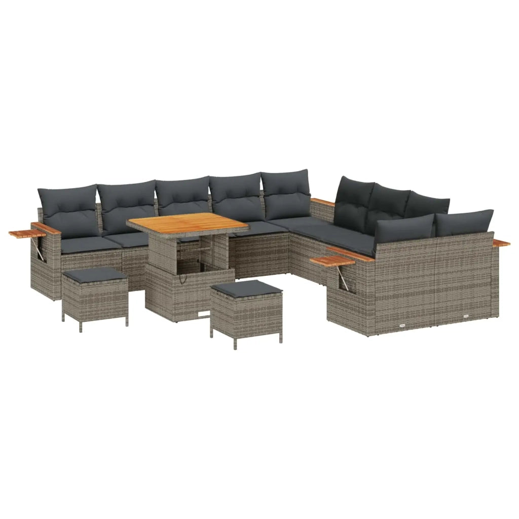Set Divano da Giardino 13 pcs Grigio polyrattan