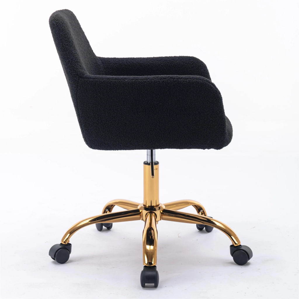 SEDIA Girevole Regolabile in Altezza in Faux Fur Nero