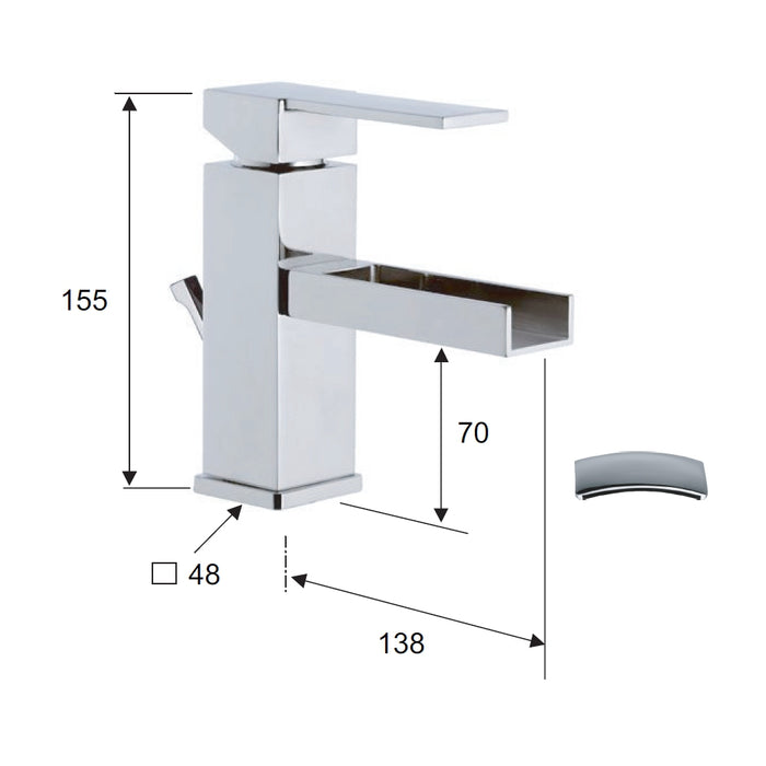 Miscelatore in ottone cromato con bocca a cascata remer