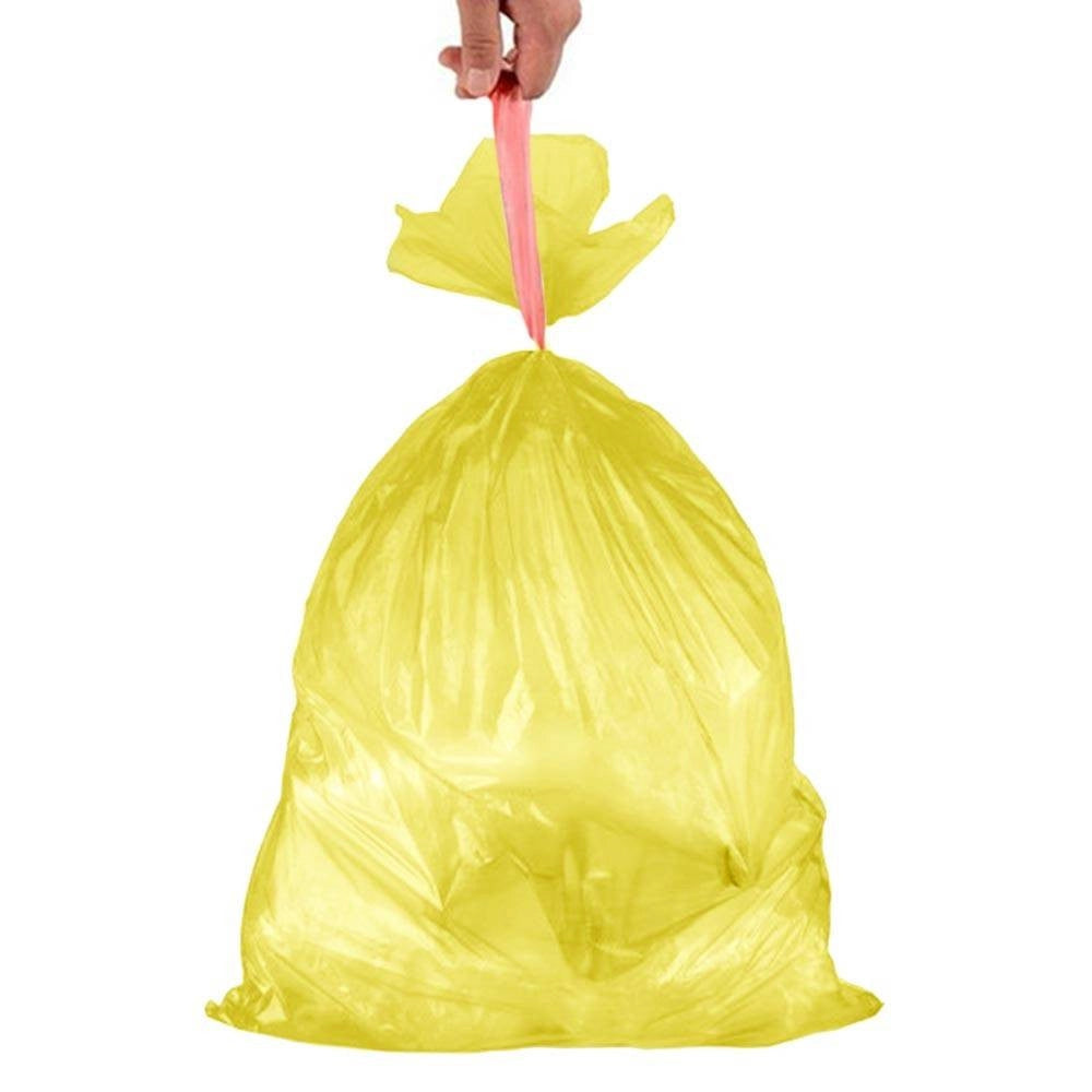 Trade Shop - 7x Rotoli Sacchetti Buste Spazzatura 40lt 55x65cm Chiusura Laccetto Giallo 105pz -