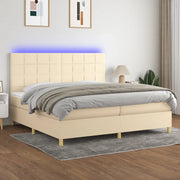Letto a Molle Materasso e LED bianco 200x200cm in Tessuto 3135466