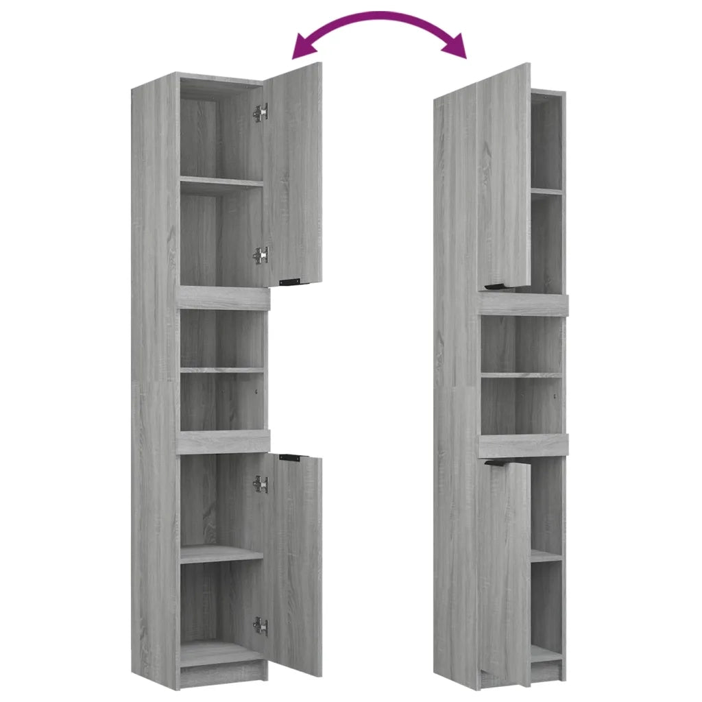 Set Mobili da Bagno 3 pz Grigio Sonoma in Legno Multistrato 3115882
