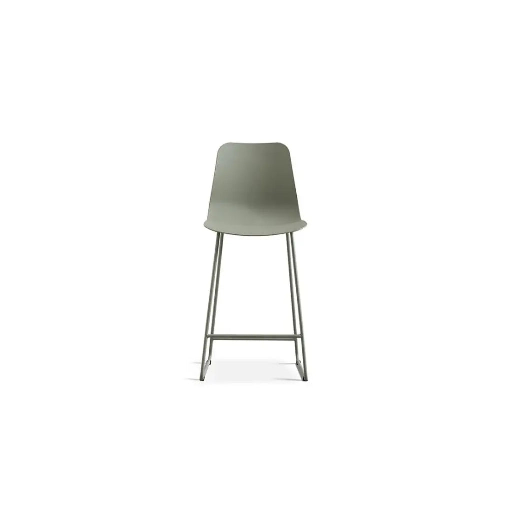 Sedia da bancone MARIO - PP verde-grigio - Gambe in metallo - Altezza 100,5 cm - Stile moderno