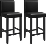 Sgabello da Bar con Schienale Poggiapiedi Sedie da Pranzo Imbottita Sedia Alta per Ristorante Cucina Legno+PVC Nero 2 Pezzi