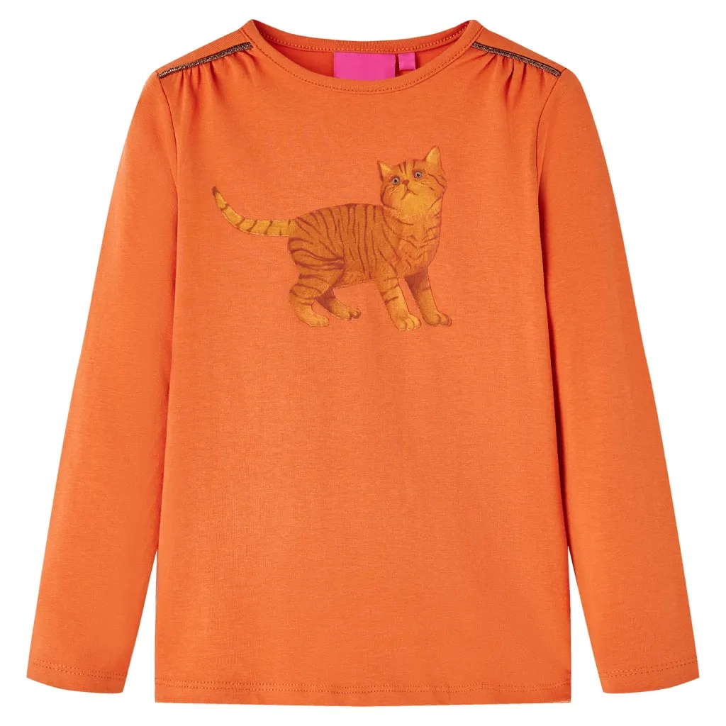 Maglietta da Bambina a Maniche Lunghe Arancione Bruciato 92cod mxl 84058